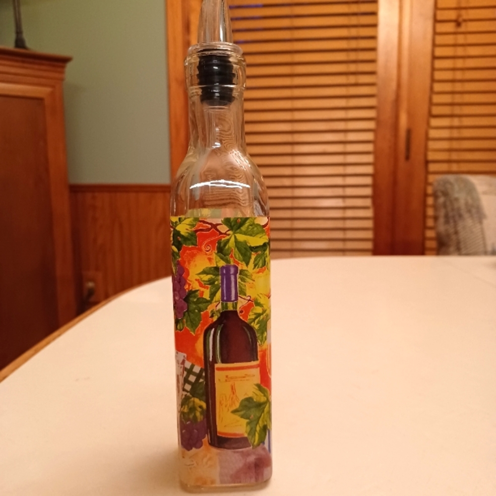 Glass Oil/Vinegar Pour Bottle and Glass Pitcher